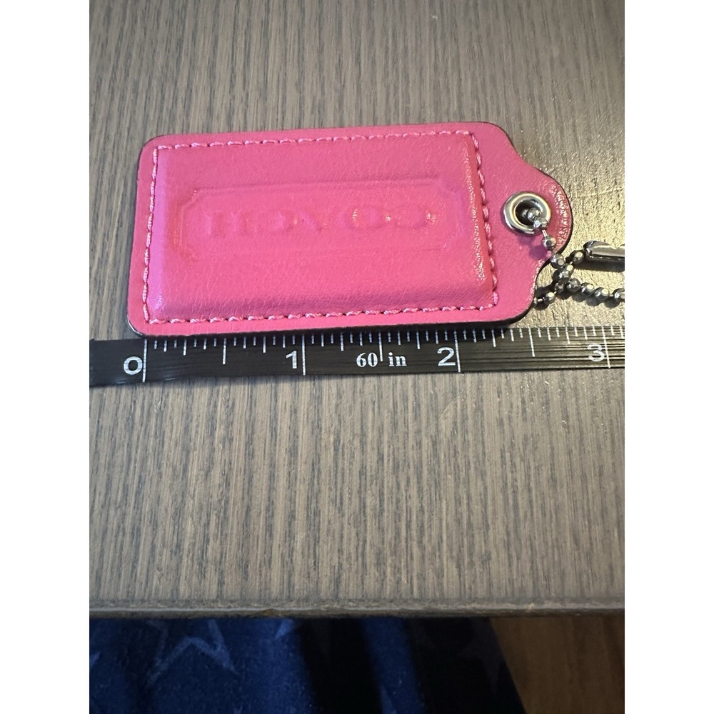 COACH Hot Pink Leather Silver Chain Replacement Purse Handbag Hang Tag Charm - Picture 4 of 4